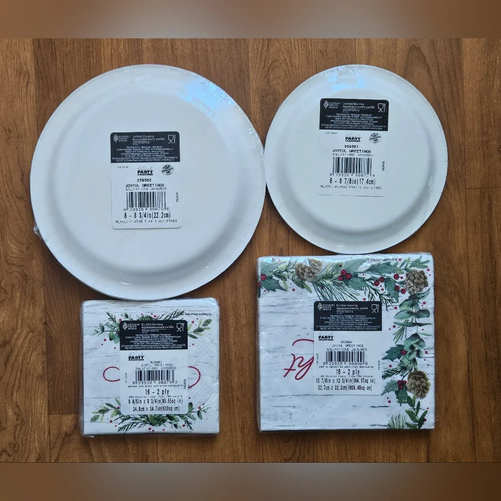 Festive Disposable Tableware Set - Red, Green, White